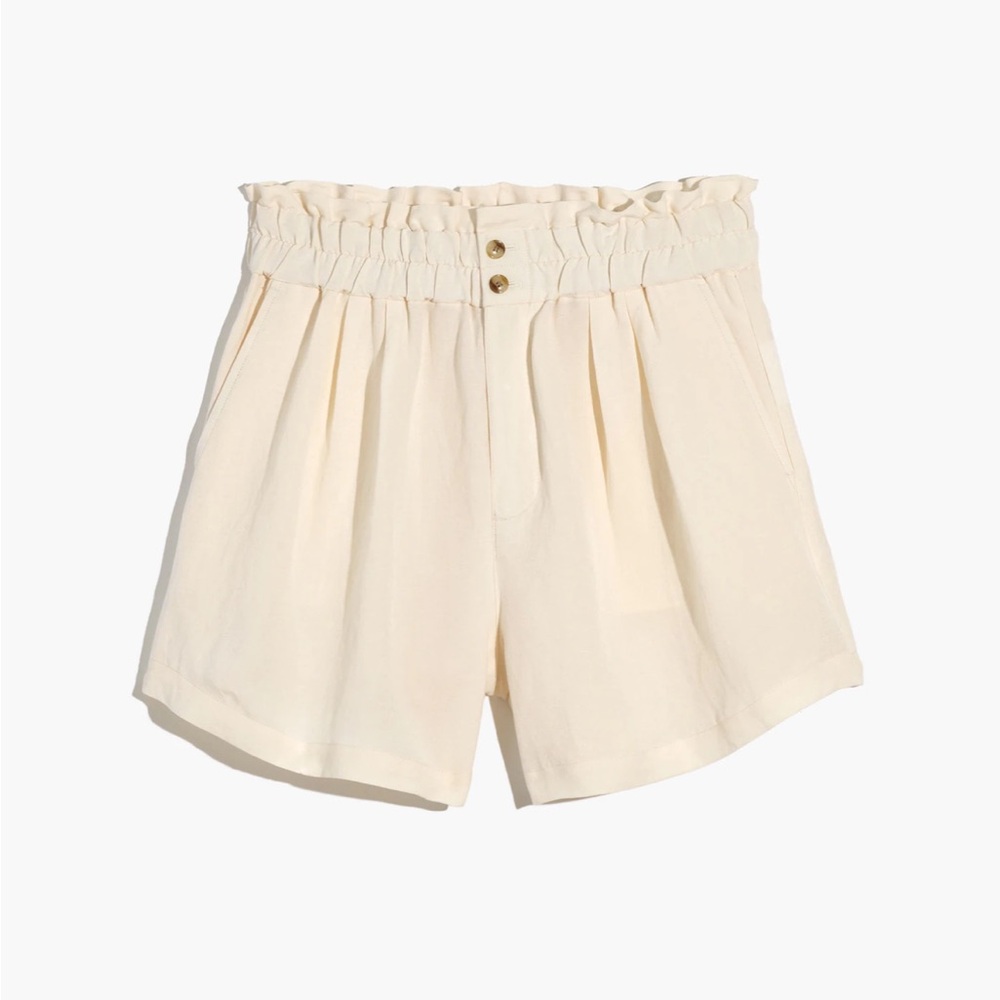 Madewell Linen-Blend Pull-On Paperbag Shorts lighthouse